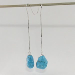 9131051C-Genuine-Baroque-Turquoise-Silver-925-Box-Chain-Hook-Dangle-Earrings
