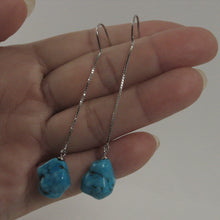 Load image into Gallery viewer, 9131051C-Genuine-Baroque-Turquoise-Silver-925-Box-Chain-Hook-Dangle-Earrings