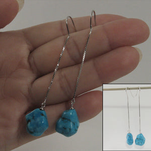 9131051C-Genuine-Baroque-Turquoise-Silver-925-Box-Chain-Hook-Dangle-Earrings