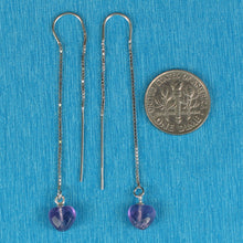 Load image into Gallery viewer, 9131054-Real-Silver-925-Box-Chain-Hook-Faceted-Heart-Genuine-Amethyst-Earrings