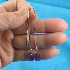 9131055-Solid-Sterling-Silver-Box-Chain-Hook-Faceted-Genuine-Amethyst-Earrings