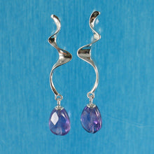 Load image into Gallery viewer, 9131092-Solid-Silver-925-Lightning-Dangle-Genuine-Faceted-Amethyst-Earrings