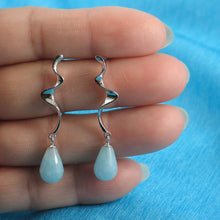Load image into Gallery viewer, 9131093-Solid-Silver-925-Lightning-Dangle-Genuine-Faceted-Aquamarine-Earrings