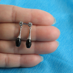 9131771-Genuine-Faceted-Black-Onyx-Cubic-Zirconia-Solid-Silver-925-Earrings
