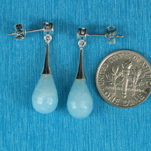 Load image into Gallery viewer, 9131774-Faceted-Genuine-Aquamarine-Cubic-Zirconia-Solid-Silver-925-Earrings