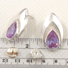 Load image into Gallery viewer, 9131803-Synthetic-Amethyst-Pear-Stud-Earrings-in-Sterling-Silver