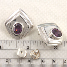 Load image into Gallery viewer, 9131805-Synthetic-Amethyst-Oval-Stud-Earrings-in-Sterling-Silver