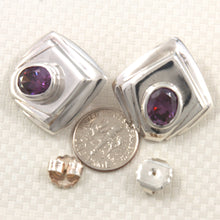 Load image into Gallery viewer, 9131805-Synthetic-Amethyst-Oval-Stud-Earrings-in-Sterling-Silver