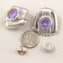 Load image into Gallery viewer, 9131806-Synthetic-Amethyst-Round-Stud-Earrings-in-Sterling-Silver