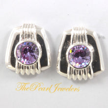 Load image into Gallery viewer, 9131806-Synthetic-Amethyst-Round-Stud-Earrings-in-Sterling-Silver