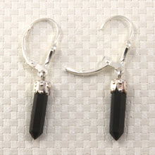 Load image into Gallery viewer, 9139997-Genuine-Black-Onyx-Hexagonal-Pointed-Silver-Earrings