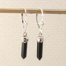 Load image into Gallery viewer, 9139997-Genuine-Black-Onyx-Hexagonal-Pointed-Silver-Earrings