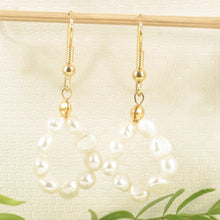 Load image into Gallery viewer, 9140020-White-Small-Baroque-Pearl Simple-Gold-Plate-Handcrafted-Hook-Earrings
