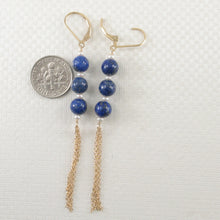 Load image into Gallery viewer, 9140024-14k-Yellow-Gold-Filled-Blue-Lapis-Lazuli-Pearl-Leverback-Earrings