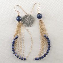 Load image into Gallery viewer, 9140029-Handcrafted-14k-Yellow-Gold-Filled-Hook-Blue-Lapis-Lazuli-Earrings