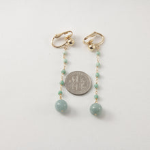 Load image into Gallery viewer, 9140033-14k-Yellow-Gold-Filled-Non-Pierced-Clip-On-Handcrafted-Jade-Earrings