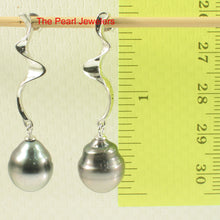 Load image into Gallery viewer, 91T0091-Genuine-Two-Tones-Tahitian-Pearl-Dangle-Stud-Solid-Silver-925-Earrings
