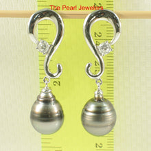 Load image into Gallery viewer, 91T0182-Genuine-Tahitian-Pearl-Silver-925-Dangle-Earrings