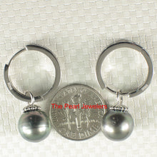 Load image into Gallery viewer, 91T0741-Genuine-Tahitian-Black-Pearl-C-Hoop-Dangle-Earrings