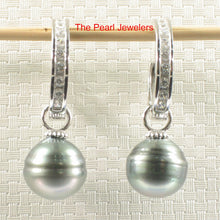 Load image into Gallery viewer, 91T0743-C-Hoop-Genuine-Tahitian-Pearl-Dangle-Earrings