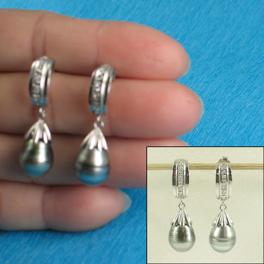 91T9862-Sterling-Silver-Cubic-Zirconia-Genuine-Tahitian-Pearl-Dangle-Earrings