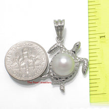 Load image into Gallery viewer, 9200060-Sterling-Silver-925-Hawaiian-Honu-Sea-Turtle-White-Pearl-Pendant