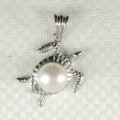 Sterling Silver 925 Hawaiian Honu White Pearl Pendant