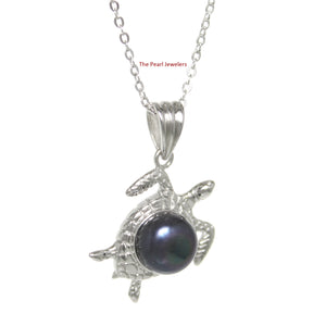 9200061-Hawaiian-Jewelry-Honu-Solid-Silver-925-Sea-Turtle-Black-Pearl-Pendant