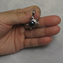 Load image into Gallery viewer, 9200061-Hawaiian-Jewelry-Honu-Solid-Silver-925-Sea-Turtle-Black-Pearl-Pendant