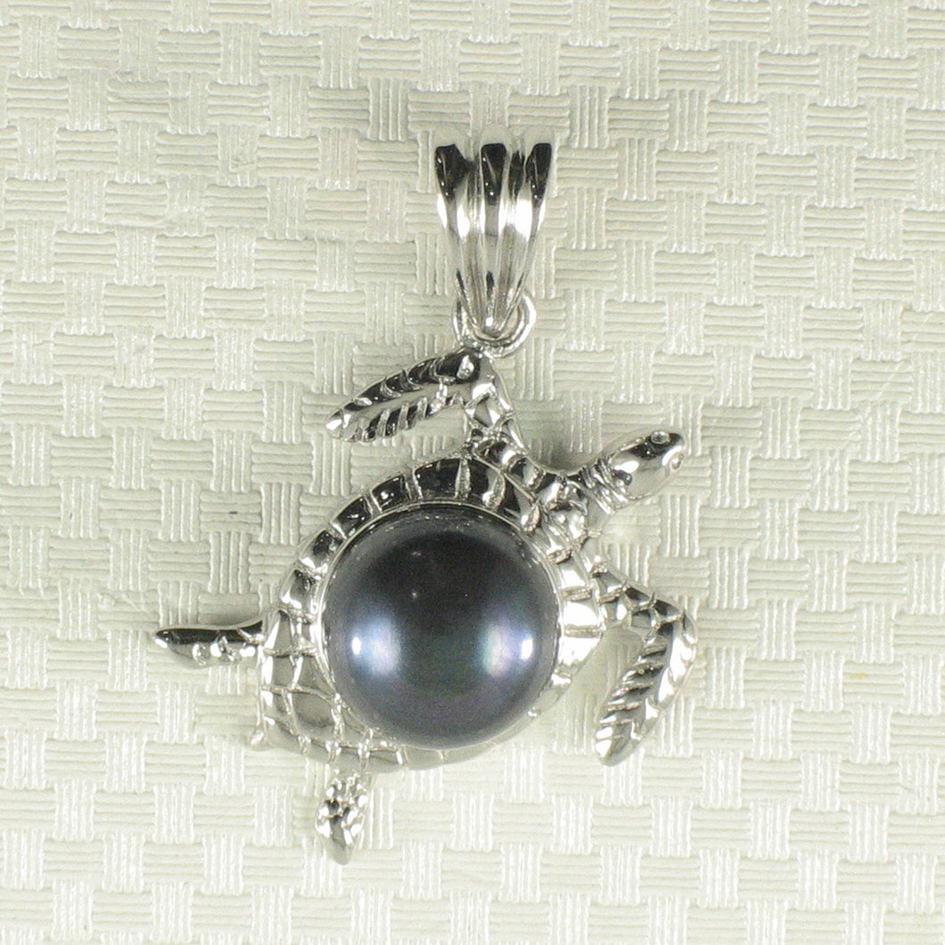 9200061-Hawaiian-Jewelry-Honu-Solid-Silver-925-Sea-Turtle-Black-Pearl-Pendant