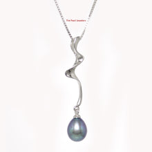 Load image into Gallery viewer, 9200091-Solid-Silver-925-Water-Flow-Black-Cultured-Pearl-Pendant