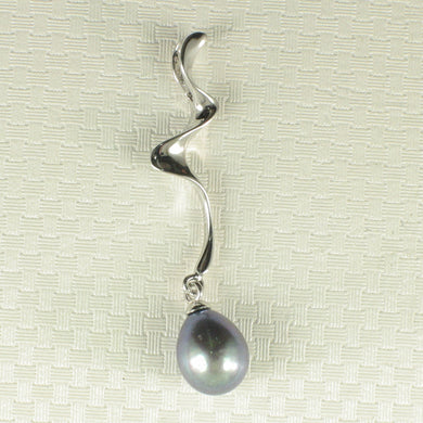 Sterling Silver 925 Water Flow Black Pearl Pendant