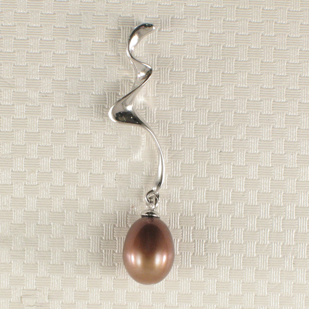 Sterling Silver 925 Water Flow Chocolate Pearl Pendant