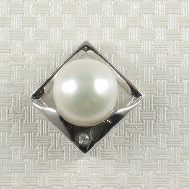 Unique Sterling Silver White Pearl & CZ Pendant