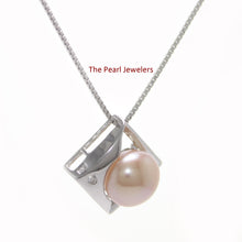 Load image into Gallery viewer, 9200102-Sterling-Silver-925-Unique-Natural-Pink-Cultured-Pearl-C.Z-Pendant