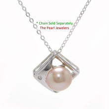 Load image into Gallery viewer, 9200102-Sterling-Silver-925-Unique-Natural-Pink-Cultured-Pearl-C.Z-Pendant