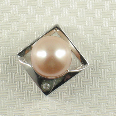 Unique Sterling Silver Pink Pearl & CZ Pendant