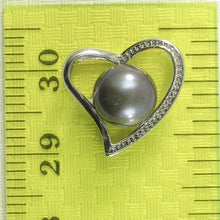 Load image into Gallery viewer, 9200111-Sterling-Silver-Love-Hearts-Black-Genuine-Cultured-Pearl-Pendants-Necklace