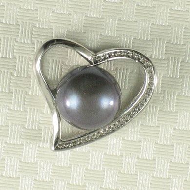 Sterling Silver 925 Love & Hearts Black Pearl Pendant