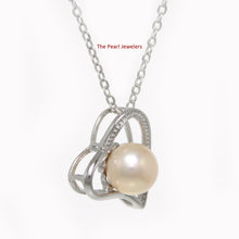 Load image into Gallery viewer, 9200112-Natural-Peach-Cultured-Pearl-Sterling-Silver-925-Heart-Pendant-Necklace
