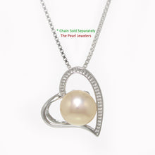 Load image into Gallery viewer, 9200112-Natural-Peach-Cultured-Pearl-Sterling-Silver-925-Heart-Pendant-Necklace