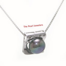 Load image into Gallery viewer, 9200121-Beautiful-Craft-Silver-925-Cubic-Zirconia-Black-Cultured-Pearl-Pendant-Necklace