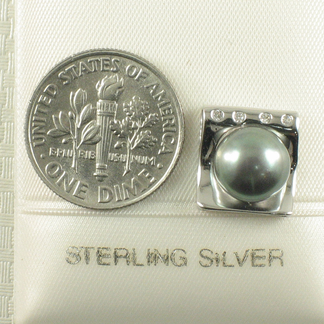 9200121-Beautiful-Craft-Silver-925-Cubic-Zirconia-Black-Cultured-Pearl-Pendant-Necklace