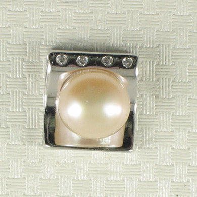 Sterling Silver 925 CZ & Pale Pink Pearl Pendant