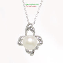 Load image into Gallery viewer, 9200130-White-Cultured-Pearl-C.Z-Sterling-Silver-925-Flower-Pendants