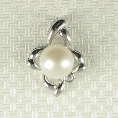 Sterling Silver 925 CZ & White Pearl Flower Pendant