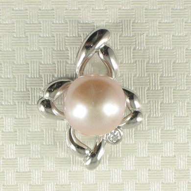 Sterling Silver 925 CZ & Pink Pearl Flower Pendant