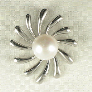 Sterling Silver 925 Sun Design White Pearl Pendant