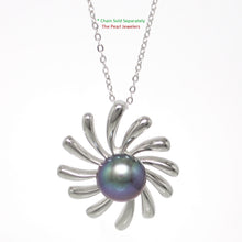 Load image into Gallery viewer, 9200151-Black-Cultured-Pearl-Sterling-Silver-925-Sun-Design-Pendants-Necklace