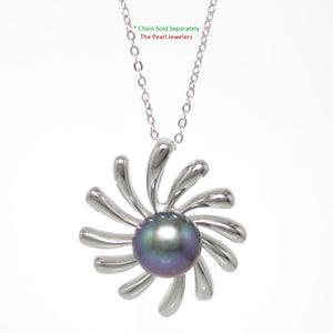 9200151-Black-Cultured-Pearl-Sterling-Silver-925-Sun-Design-Pendants-Necklace